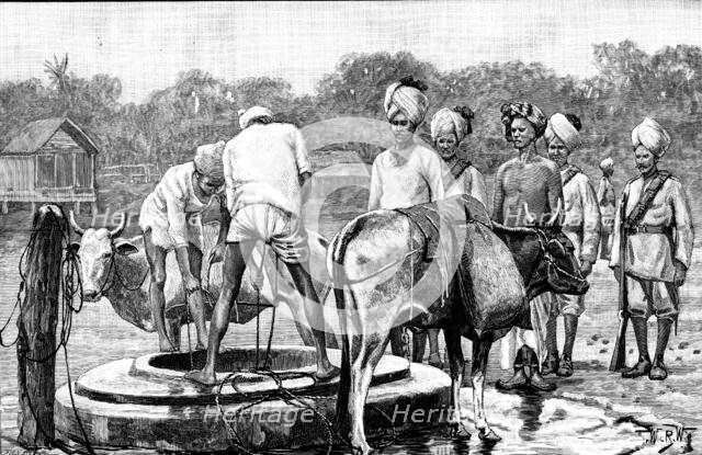 The Military Police of Burmah: guarding prisoners while drawing water, 1890. Creator: P Naumann.