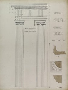 Orders of Architecture, Roman Doric Order from Baths of Diocletian, Rome, Elevation, April 1, 1870. Creator: Carl J Furst.