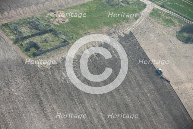 Round barrow showing as a soilmark in a freshly ploughed field near West Overton..., 2015. Creator: Historic England.