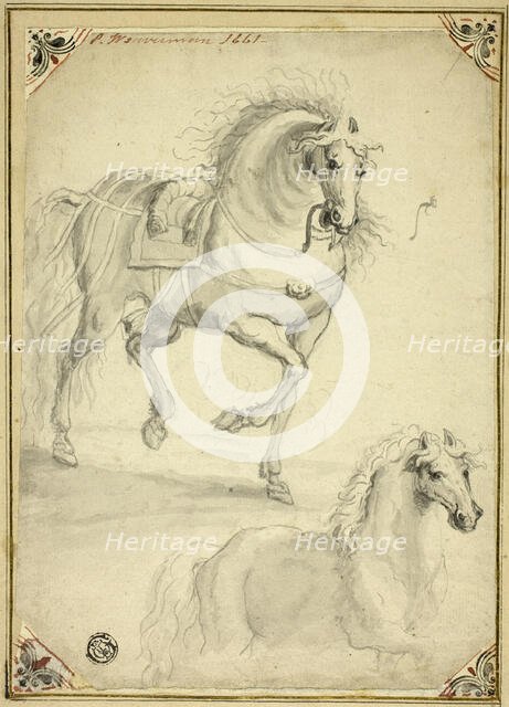 Two Sketches of Trotting Horse, n.d. Creator: Philip Wouverman.