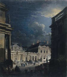 Place du Palais-Royal, in moonlight, c1765. Creator: Pierre-Antoine Demachy.