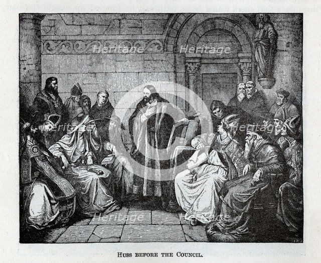 Huss before the Council, 1882. Artist: Anonymous  