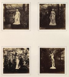 [Sculptures of the Tired Hunter, a Nymph Preparing to Bathe, Godiva, and an Allegorica..., ca. 1859. Creator: Attributed to Philip Henry Delamotte.