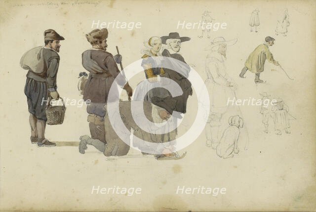 Figures in different poses, c. 1846-c. 1882. Creator: Cornelis Springer.