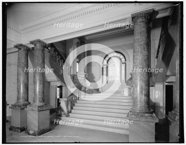 South stairway, Wayne County Building, Detroit, (1902?). Creator: Unknown.