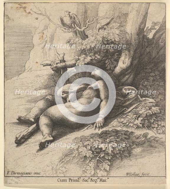 Infant Hercules asleep, 1625-77. Creator: Wenceslaus Hollar.