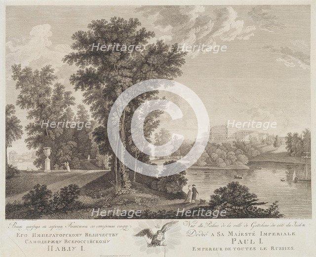 View of the Palace in Gatchina from the Park, 1799-1800. Artist: Chessky (Cheskoy), Ivan Vasilievich (1782-1848)