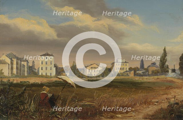 Plein Air Painter at the Outskirts of the City,  c.1840. Creator: Eugen Friedrich Peipers.