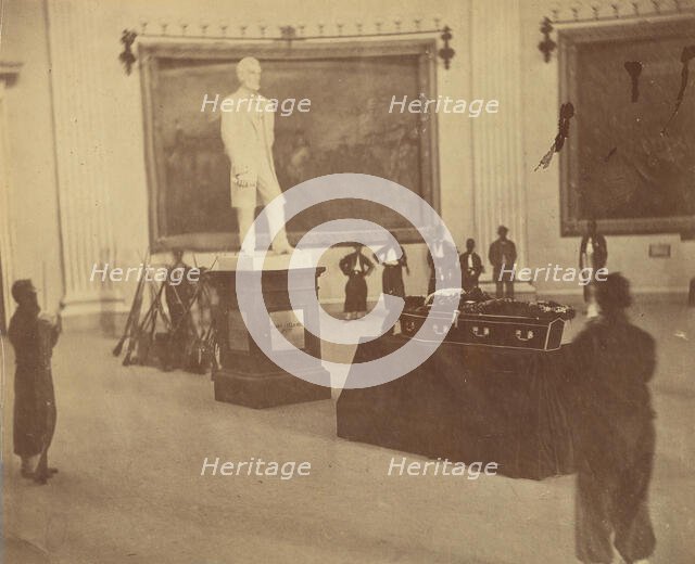 [Thaddeus Stevens Lying in State in the Rotunda of the Capitol at Washington], 1867. Creator: Alexander Gardner.