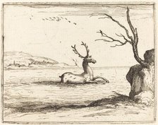 Stag in the Water, 1628. Creator: Jacques Callot.