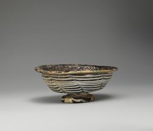 Footed Bowl with Marvered Decoration in White and Turquoise, Syria or Egypt, 12th-14th cent. Creator: Unknown.