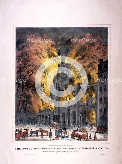 Royal Exchange (2nd) fire, London, 1838. Artist: Anon