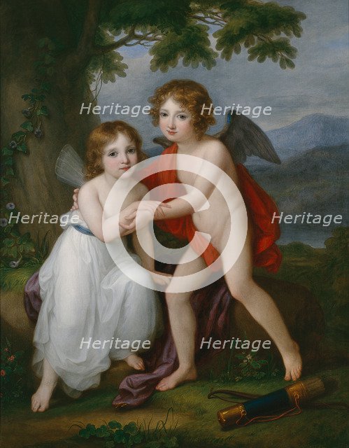Portrait of the Plymouth siblings as Amor and Psyche, 1795. Artist: Kauffmann, Angelika (1741-1807)