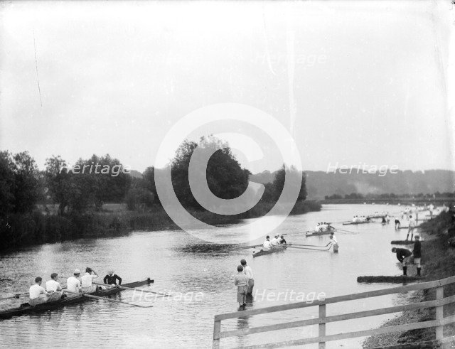 Preparing to start a race during the Henley Regatta, Henley-on-Thames, Oxfordshire, c1860-c1922. Artist: Henry Taunt
