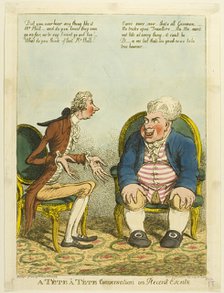 A Tète à Tète Conversation on Recent Events, published April 19, 1805. Creator: Charles Williams.