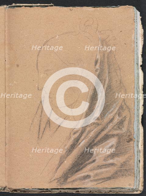 Verona Sketchbook: Female head with drapery (page 81), 1760. Creator: Francesco Lorenzi (Italian, 1723-1787).