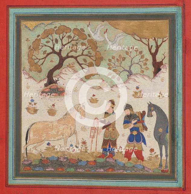 Rustam Captures Rakhsh, Folio from a Shahnama (Book of Kings), mid-15th century. Creator: Unknown.