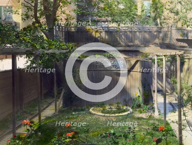 Unidentifed back yard garden, probably in New York, New York, c1922. Creator: Frances Benjamin Johnston.