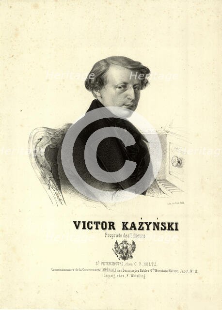 Portrait of the composer Wiktor Kazynski (1812-1867). Creator: Zhukovsky, Rudolf Kasimirovich (1814-1886).