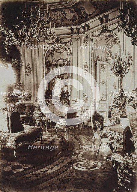 The Stroganov palace in Saint Petersburg. Oval Living Room, 1860s. Artist: Bianchi, Giovanni (1812-1893)