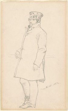 Man in Cap and Coat, 1852. Creator: Emanuel Gottlieb Leutze.