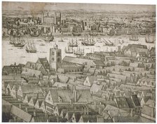 View of the Tower of London from the south with boats on the River Thames, 1647. Artist: Anon