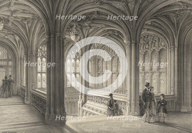 The Peers' Staircase, House of Lords, Palace of Westminster, London, 1860.  Artist: Unknown.