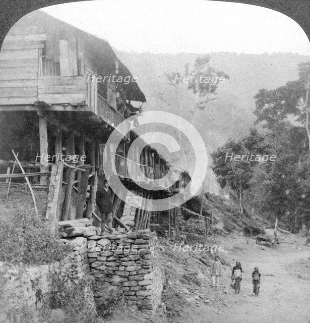 Native village, Teesta Bridge near Darjeeling, India, 1903. Artist: Underwood & Underwood