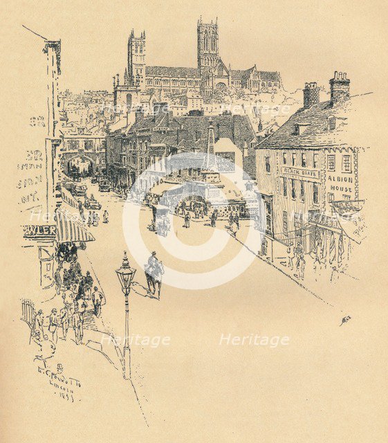 'High Street, Lincoln', 1899. Artist: Ernest Clifford Peixotto.