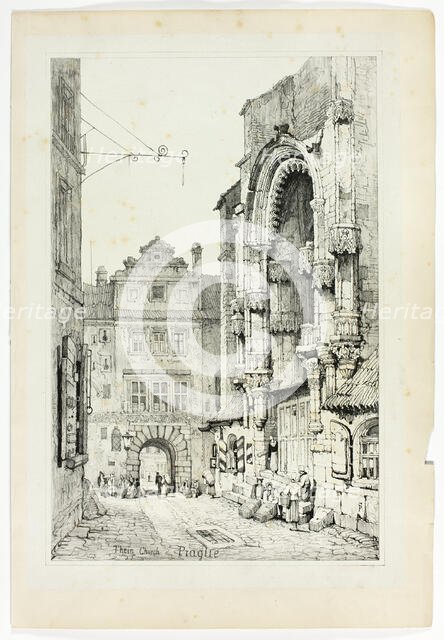 Thein Church, Prague, 1833. Creator: Samuel Prout.