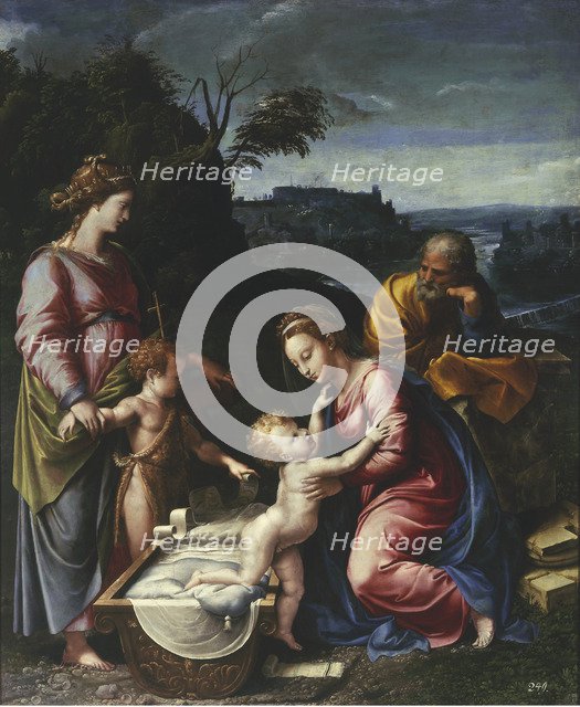 The Holy Family with the young John the Baptist and Saint Catherine.