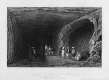 The cave of the school of the Prophets, 1841.Artist: J Sands