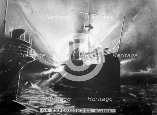 Explosion on the SS Maine, 1898, (c1910). Artist: Unknown