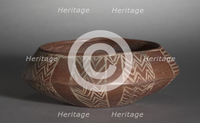 White Cross-Lined Bowl with Turtle and Sun, c. 4000-3400 BCs. Creator: Unknown.