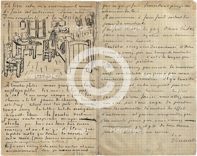 The bedroom, Letter to Paul Gauguin from Arles, Wednesday, 17 October 1888. Artist: Gogh, Vincent, van (1853-1890)