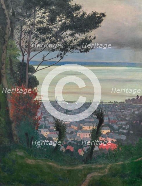 View of Honfleur in the evening, 1912. Creator: Vallotton, Felix Edouard (1865-1925).
