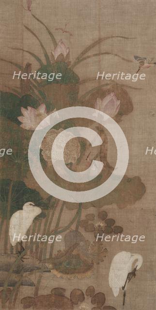 Lotuses, Insects, and Birds, 1800s. Creator: Unknown.