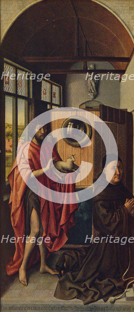 'St. John the Baptist and the Franciscan master Henry of Werl', 1438, (c1934). Artist: Robert Campin.