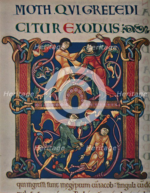 'Initial from the Winchester Bible', c1150 AD, (c1950). Creator: Master of the Leaping Figures.