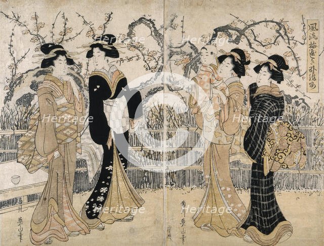 Elegant Plum Tree Garden, 1805-1820. Creator: Kikukawa Eizan.