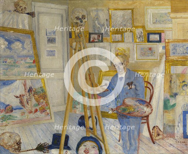 The Skeleton Painter, 1896. Creator: Ensor, James (1860-1949).