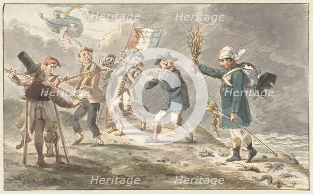 Cartoon on the retreat of Napoleon from Russia, 1812-1814. Creator: Jacob Smies.