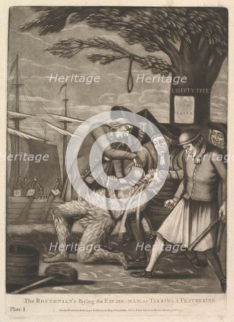 The Bostonians Paying the Excise-Man, or Tarring & Feathering, October 31, 1774. Creator: Attributed to Philip Dawe (British, 1745?-?1809).