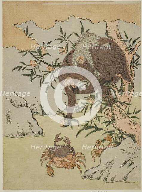 Monkey playing with crabs, c. 1772. Creator: Isoda Koryusai.