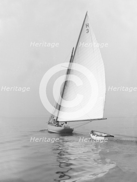 Day out for the 8 Metre class saing yacht 'Windflower' (H3), 1911. Creator: Kirk & Sons of Cowes.