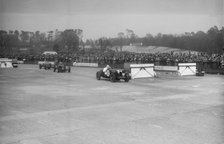 ERA cars of Jock Manby-Colegrave and Raymond Mays, JCC International Trophy, Brooklands, 2 May 1936. Artist: Bill Brunell.