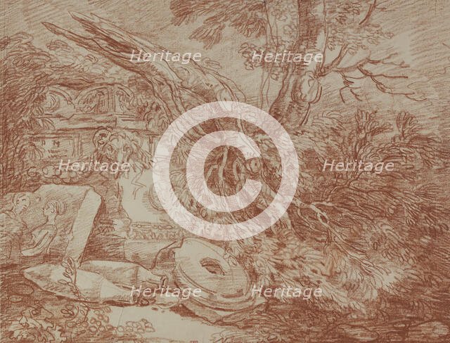 Ruin fragments in dilapidated park. Creator: Hubert Robert.