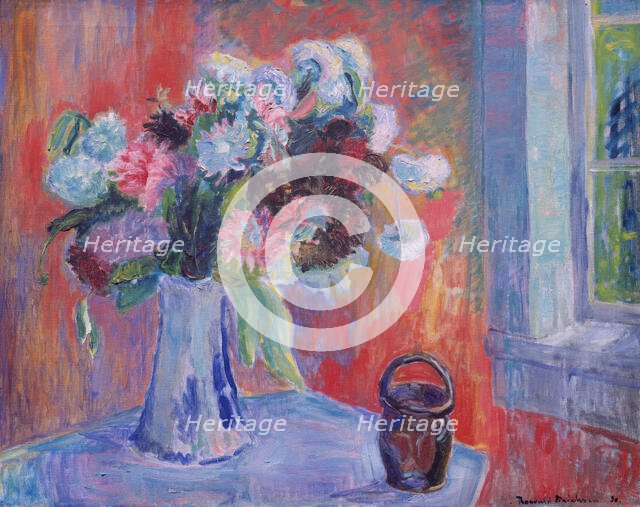 Flower Vase in red Interior, 1930. Creator: Thorvald Erichsen.