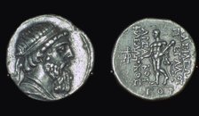 Silver tetradrachm of Mithradates I, Parthian, from Iran, 171-138 BC. Artist: Unknown