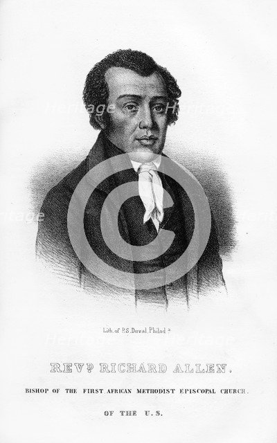Richard Allen, African American founder of the African Methodist Episcopal Church, (1854). Artist: Unknown